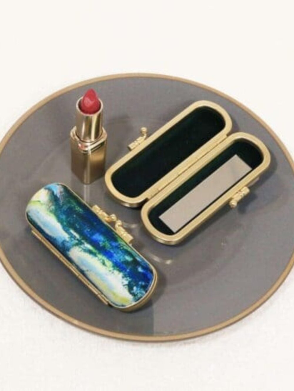 Monet Inspired Print Lipstick Case w/ Mirror | Water Lilies